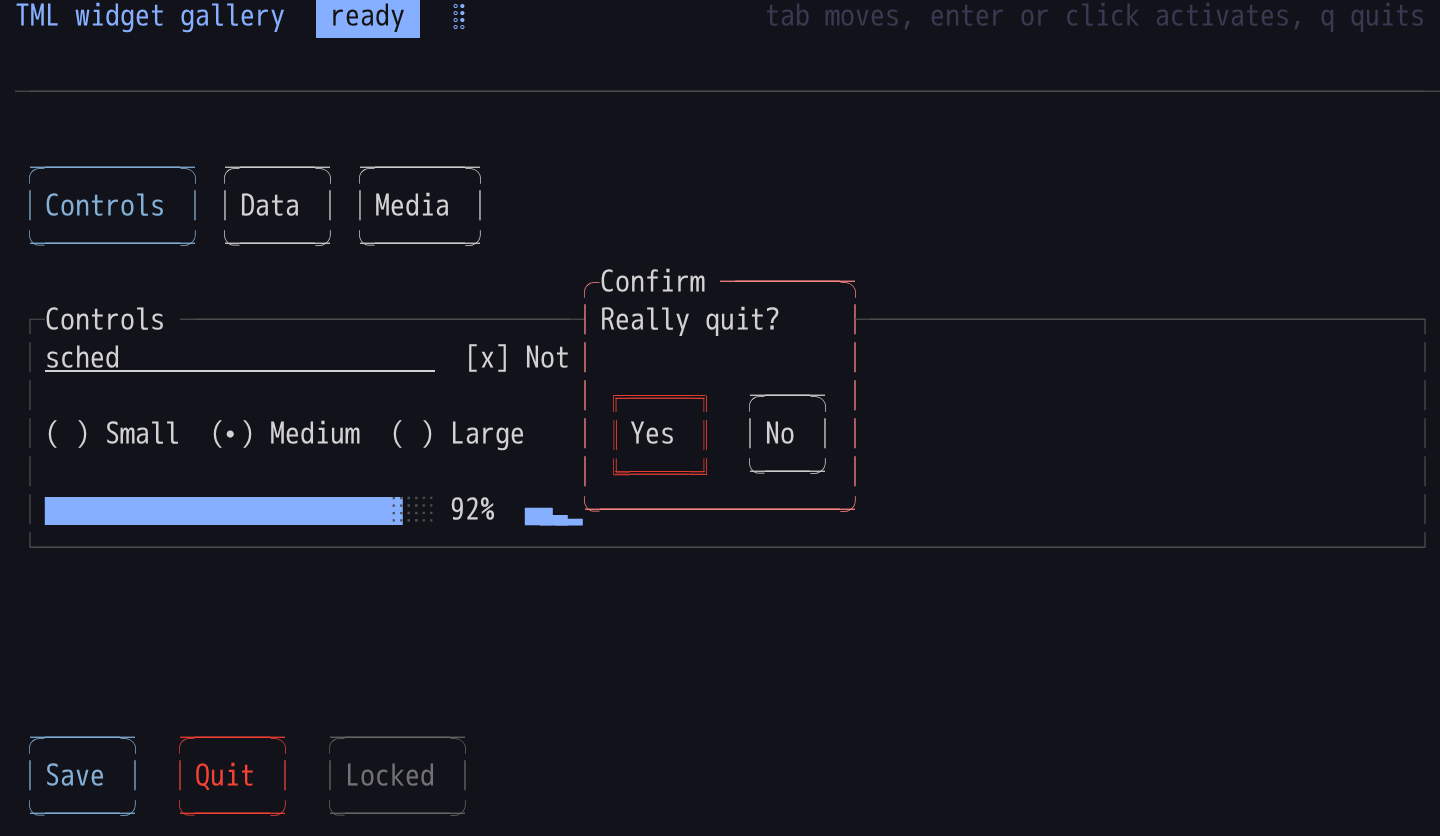 A popup over the page on master